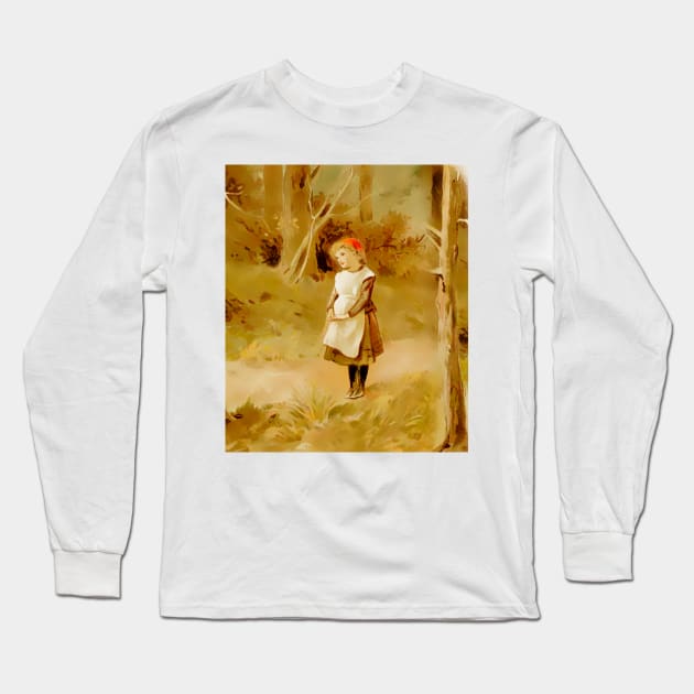 Lonely and lost girl in the forest Long Sleeve T-Shirt by Marccelus